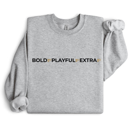 Gray Bold Playful Extra statement crewneck sweatshirt front view
