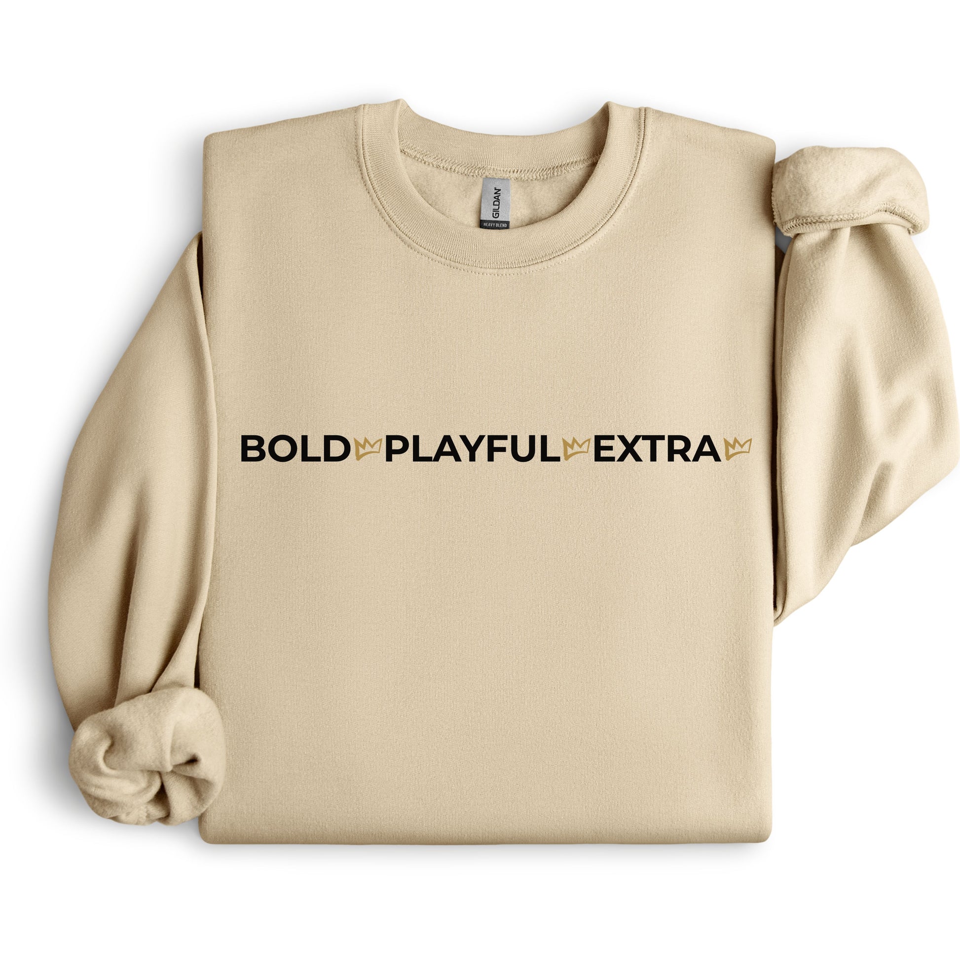 Sand Bold Playful Extra statement crewneck sweatshirt front view