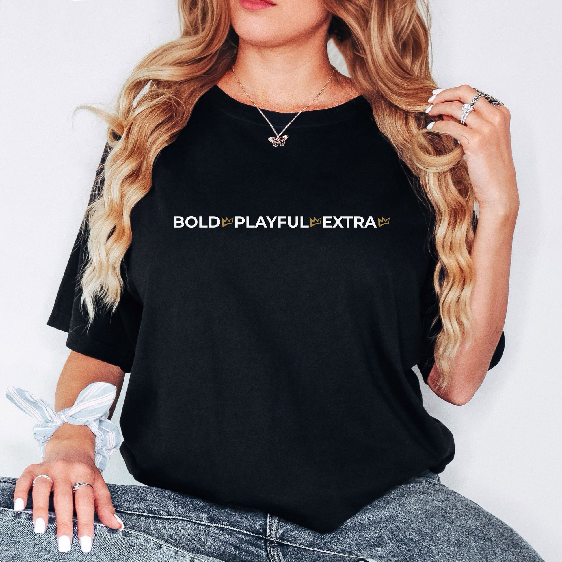 Bold Playful Extra women’s graphic tee styled casually for everyday wear