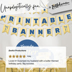 Butter printable banner product review showing design and usage for parties and decorations. Instant download digital decor kit.
