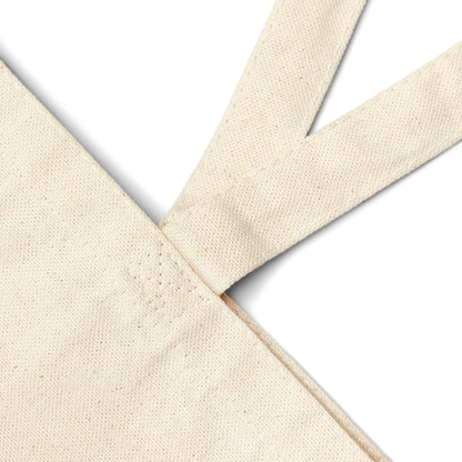 Reinforced cotton handles on heavyweight canvas tote bag for durability