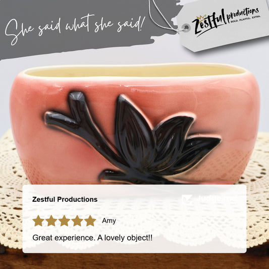 Vintage Royal Copley Pink & Black Planter