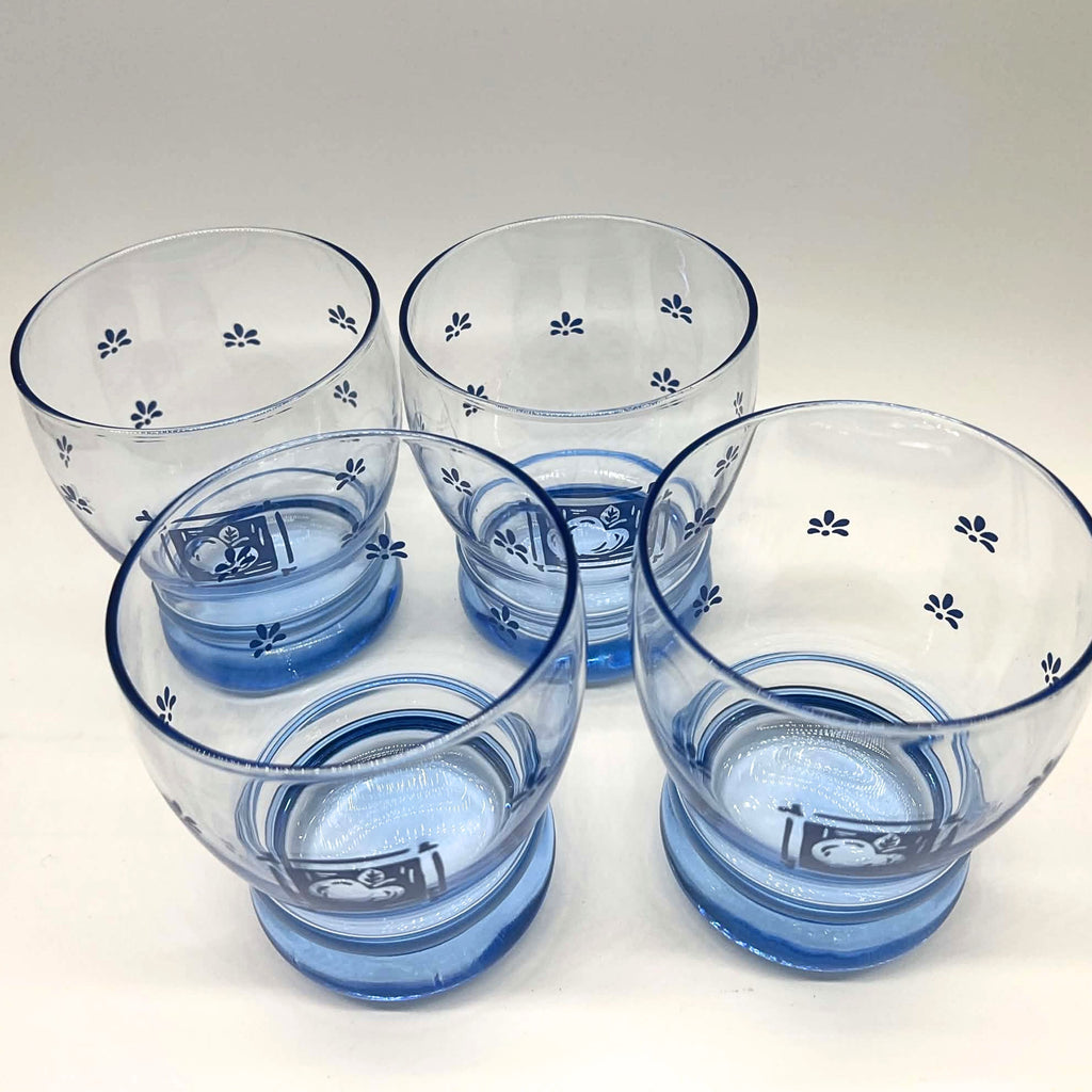Pfaltzgraff Maison Blue Double Old Fashioned Glasses | 12 oz Apple Motif Farmhouse Drinkware