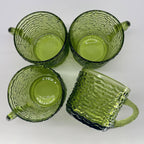 Vintage Anchor Hocking Soreno Avocado Green Punch Cups | Mid-Century Bark-Textured Glass