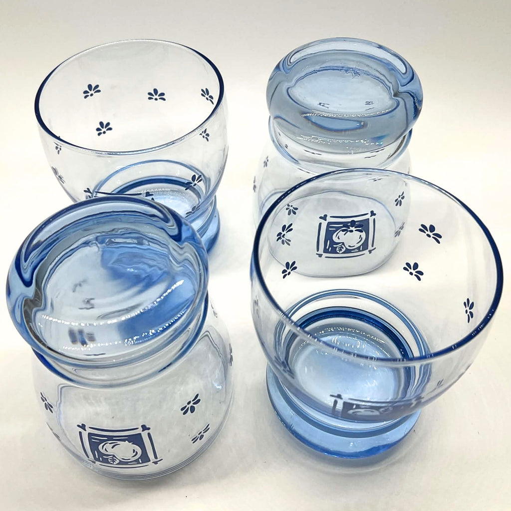 Pfaltzgraff Maison Blue Double Old Fashioned Glasses | 12 oz Apple Motif Farmhouse Drinkware