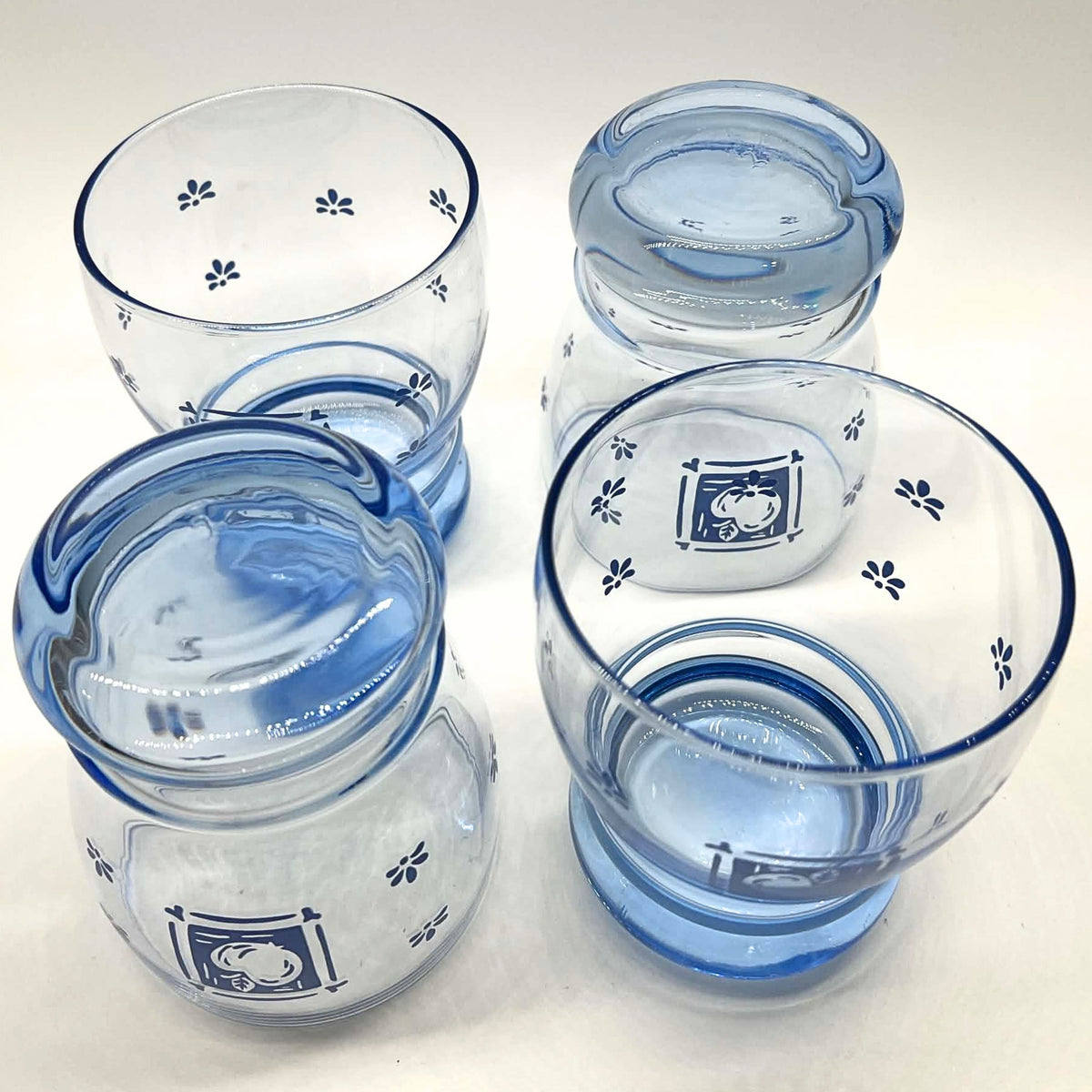 Pfaltzgraff Maison Blue Double Old Fashioned Glasses | 12 oz Apple Motif Farmhouse Drinkware