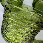 Vintage Anchor Hocking Soreno Avocado Green Punch Cups | Mid-Century Bark-Textured Glass