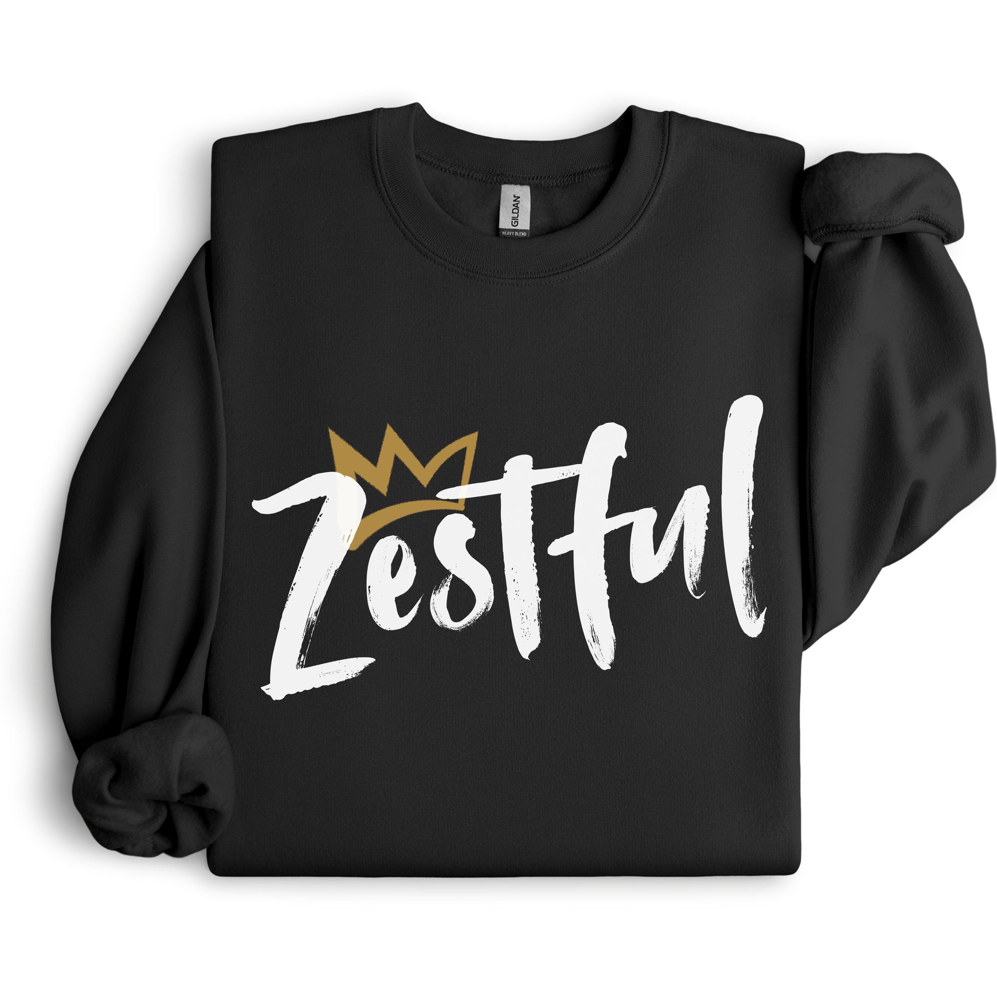 Black crowned Zestful statement crewneck sweatshirt with Zestful logo