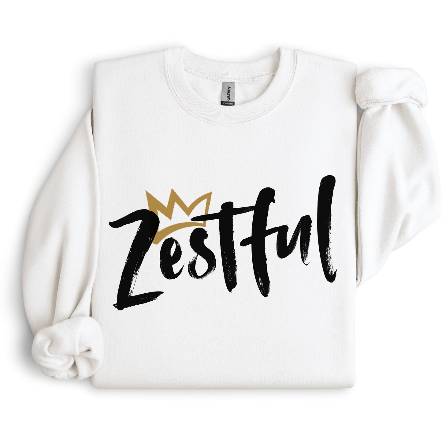 White crowned Zestful statement crewneck sweatshirt with crown design
