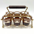 Vintage Culver Tortoiseshell Shot Glasses | Brown & Gold Hollywood Regency Barware