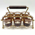 Vintage Culver Tortoiseshell Shot Glasses | Brown & Gold Hollywood Regency Barware