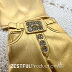 Vintage JJ Jonette Brooch Set Matte Gold Tshirt Jeans Rhinestones Figural Clothing Pins 1980s