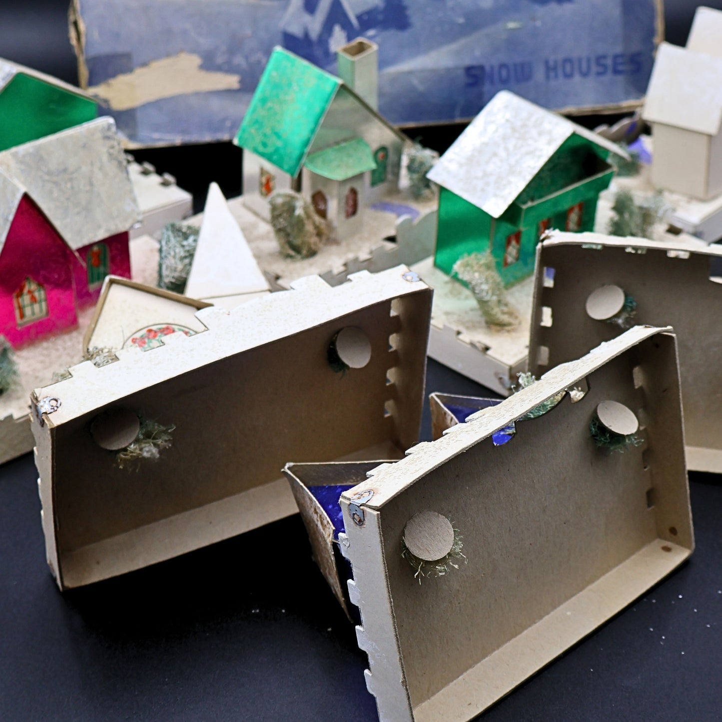 Authentic 1940s Dolly Toy Co Snow Houses Christmas Village (No. 212)