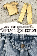 Vintage JJ Jonette Brooch Set Matte Gold Tshirt Jeans Rhinestones Figural Clothing Pins 1980s