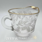 Vintage Bartlett Collins 806 Grape Leaf Cream & Sugar Set | Gold Rim Frosted Glass | Mid-Century Glassware