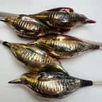 Antique German Blown Glass Bird Christmas Ornaments with Spun Glass Tails | 5 Piece Collector Lot