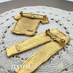 Vintage JJ Jonette Brooch Set Matte Gold Tshirt Jeans Rhinestones Figural Clothing Pins 1980s