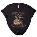 Tiger Graphic Tshirt Funny Mom Design Woman Rider Illustration Feral Moms Artwork Rebellious Mother Clothing Sarcastic Saying Apparel Cool Mama Fashion Cotton Fabric Quality Comfortable Fit Everyday Casual Wear Statement Piece Multiple