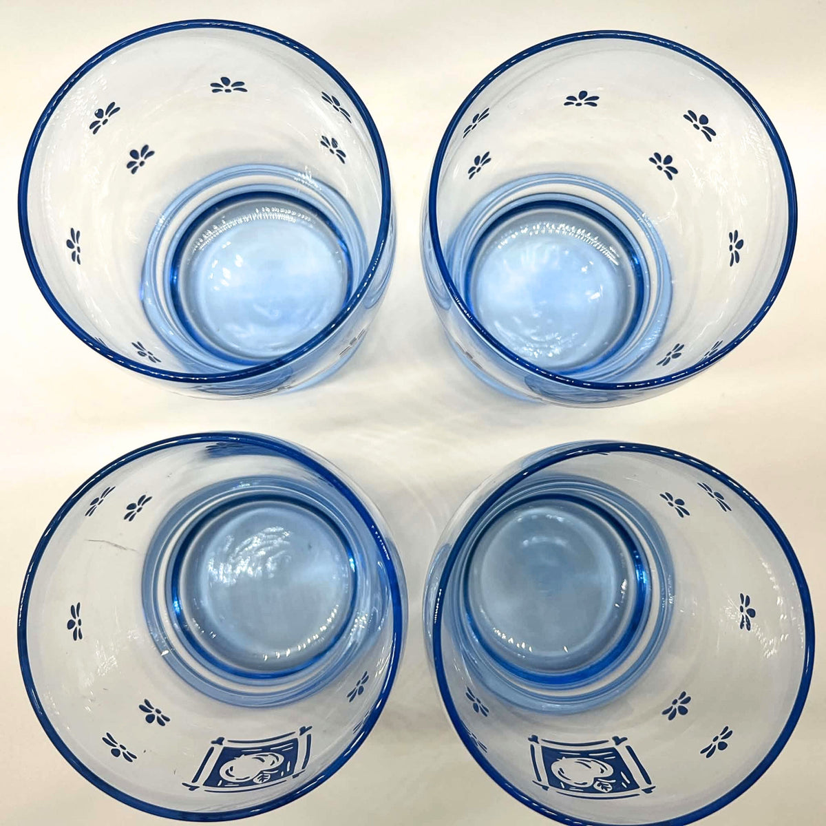 Pfaltzgraff Maison Blue Double Old Fashioned Glasses | 12 oz Apple Motif Farmhouse Drinkware