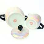 Antique 1920s German Lusterware Cream and Sugar Set | Iridescent Pearlescent Art Deco Sugar Bowl and Creamer