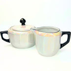 Antique 1920s German Lusterware Cream and Sugar Set | Iridescent Pearlescent Art Deco Sugar Bowl and Creamer
