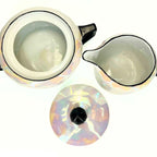 Antique 1920s German Lusterware Cream and Sugar Set | Iridescent Pearlescent Art Deco Sugar Bowl and Creamer