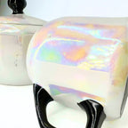 Antique 1920s German Lusterware Cream and Sugar Set | Iridescent Pearlescent Art Deco Sugar Bowl and Creamer
