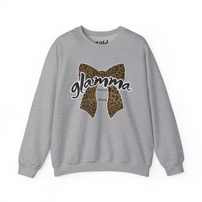 Light gray personalized Glamma leopard bow sweatshirt