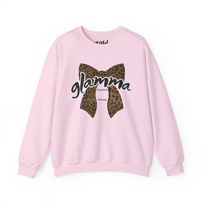 Pink personalized Glamma leopard bow crewneck sweatshirt