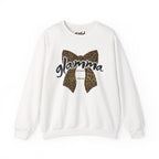White personalized Glamma leopard bow sweatshirt