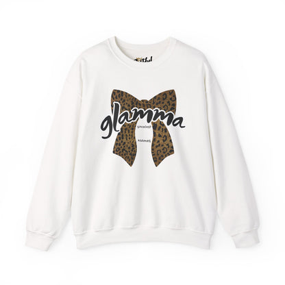 White personalized Glamma leopard bow sweatshirt