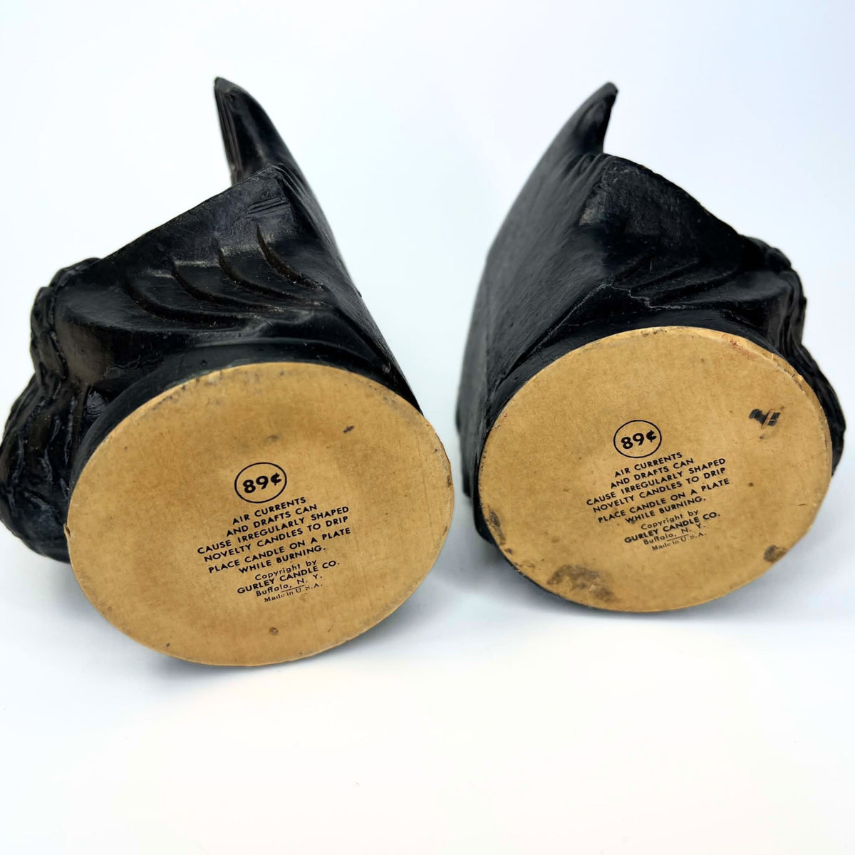 Large Vintage Gurley Turkey Candle Pair | Plum & Gold Thanksgiving Decor, 89¢ Labels