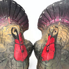 Large Vintage Gurley Turkey Candle Pair | Plum & Gold Thanksgiving Decor, 89¢ Labels