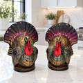 Large Vintage Gurley Turkey Candle Pair | Plum & Gold Thanksgiving Decor, 89¢ Labels