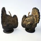 Vintage Gurley Mini Gold Turkey Candles | Pair of 3-Inch Thanksgiving Shelf Sitters with 15¢ Labels
