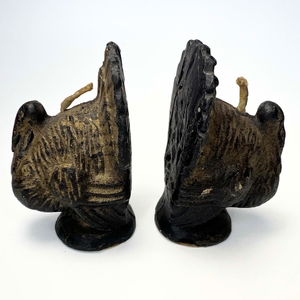Vintage Gurley Mini Gold Turkey Candles | Pair of 3-Inch Thanksgiving Shelf Sitters with 15¢ Labels