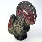 Vintage Gurley Turkey Candle | Burgundy Fan & White Dot Details, Primitive Thanksgiving Shelf Sitter