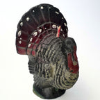 Vintage Gurley Turkey Candle | Burgundy Fan & White Dot Details, Primitive Thanksgiving Shelf Sitter