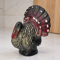 Vintage Gurley Turkey Candle | Burgundy Fan & White Dot Details, Primitive Thanksgiving Shelf Sitter