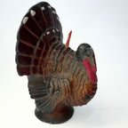 Vintage Gurley Turkey Candle | Mahogany & Russet Thanksgiving Shelf Sitter with Vintage 25¢ Label