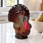 Vintage Gurley Turkey Candle | Mahogany & Russet Thanksgiving Shelf Sitter with Vintage 25¢ Label