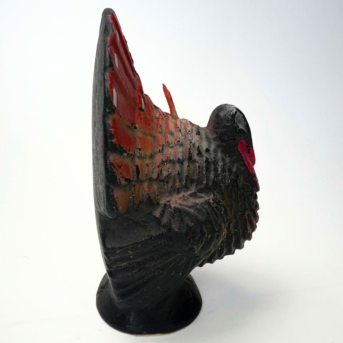 Vintage Gurley Turkey Candle | Red & Burnt Orange Flat-Back Thanksgiving Decor with Original 29¢ Label