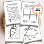 inside pages of kids activity book with coloring pages mazes puzzles and learning activities for children ages 4 to 8