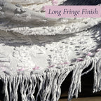 Original long decorative fringe on a vintage white chenille bedspread adds beautiful movement and timeless character. This heirloom textile is ideal for cottage bedroom decor, farmhouse bedding, shabby chic interiors, and vintage home styling.
