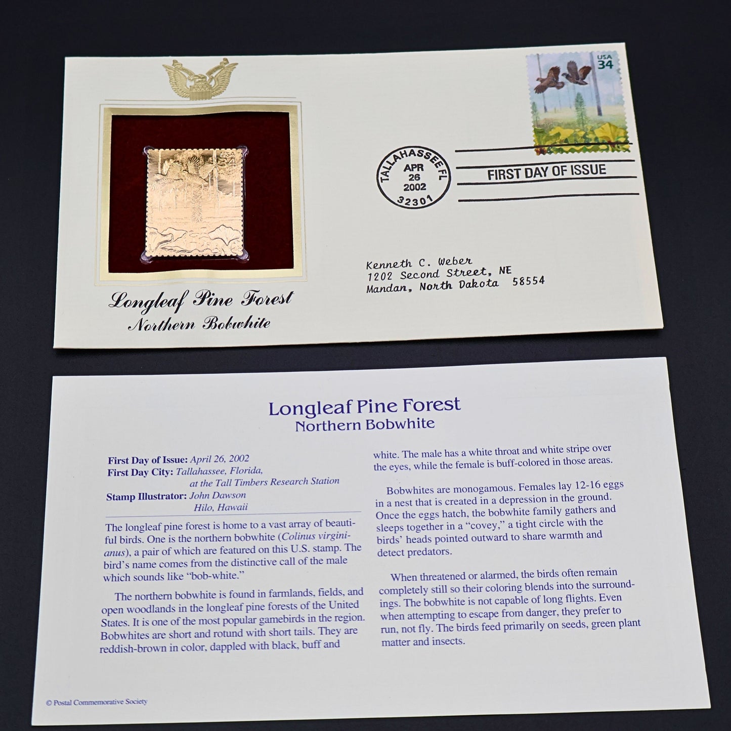 Longleaf Pine Forest 22kt Gold Replica First Day Covers Set