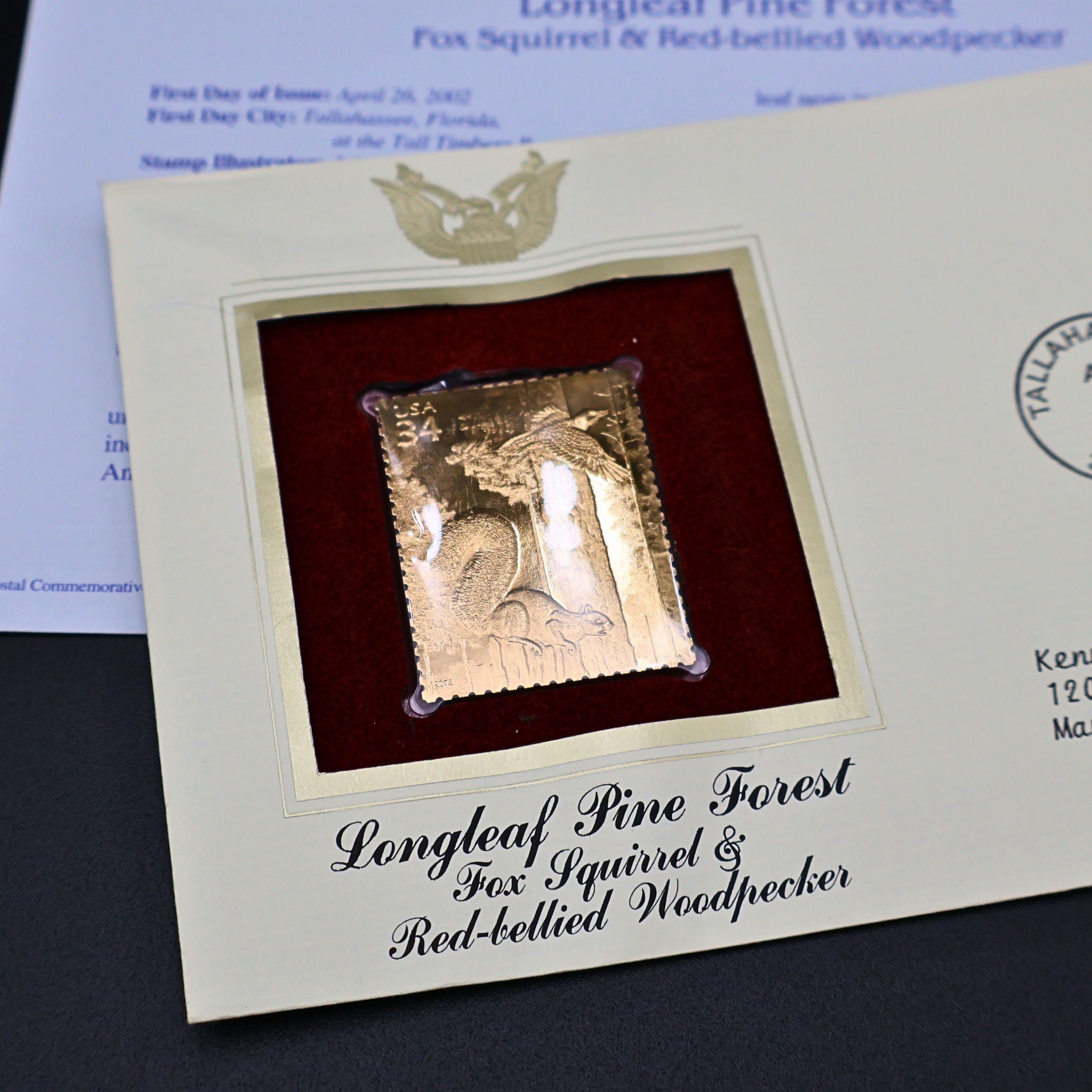 2002 Longleaf Pine Forest First Day Cover Set of 6 | USPS Nature of America 22kt Gold Replica Stamp Collection