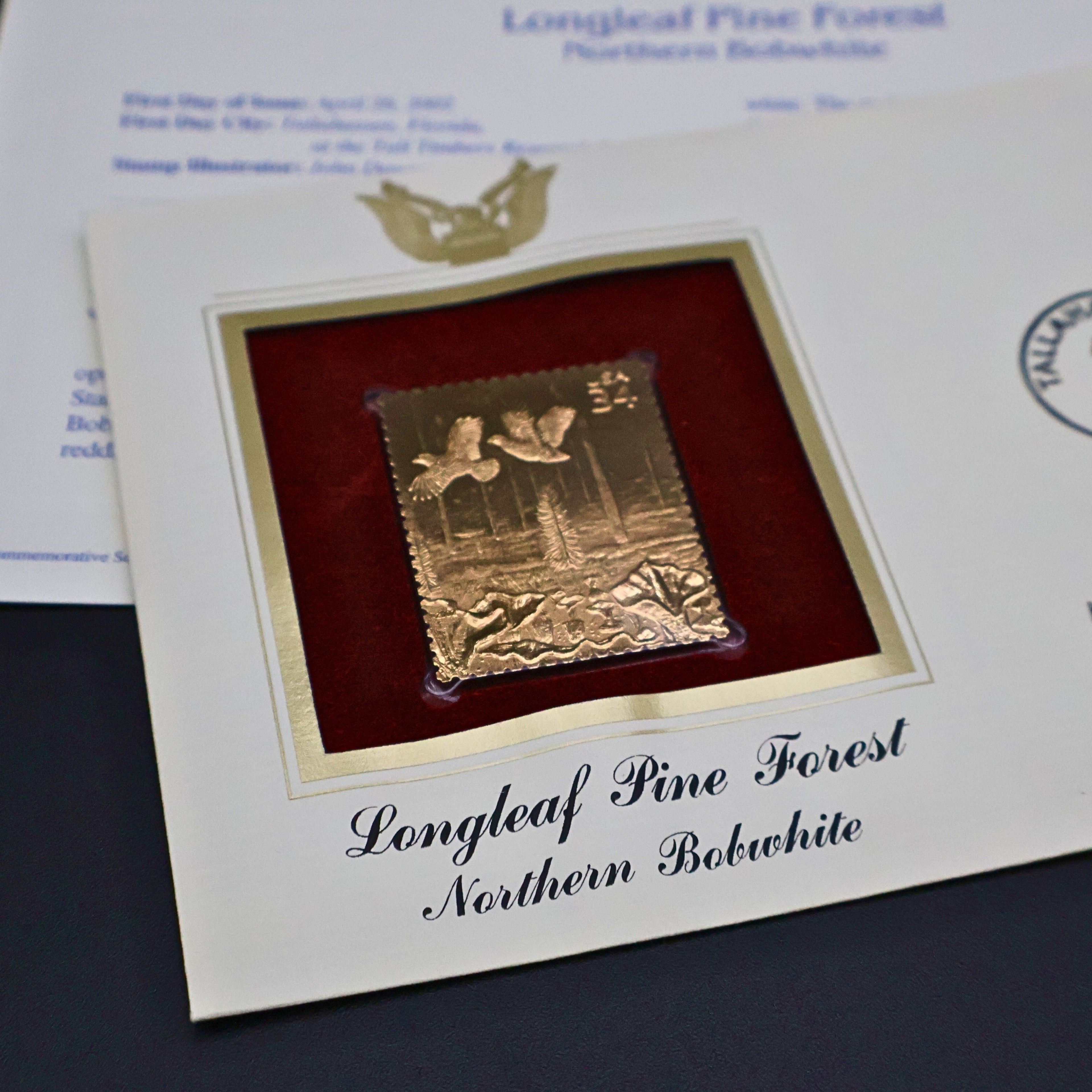 2002 Longleaf Pine Forest First Day Cover Set of 6 | USPS Nature of America 22kt Gold Replica Stamp Collection