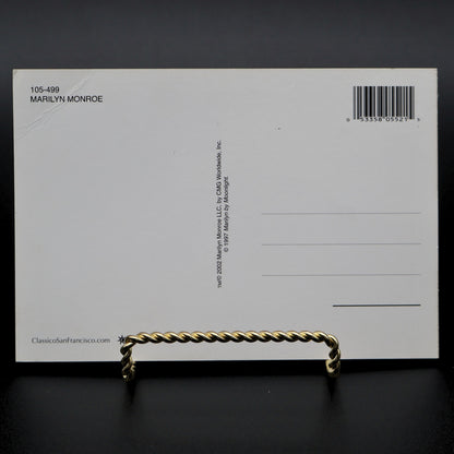 Back of Marilyn Monroe licensed postcard by Classico San Francisco 105-499 showing publisher and barcode