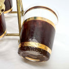 Vintage Culver Tortoiseshell Shot Glasses | Brown & Gold Hollywood Regency Barware