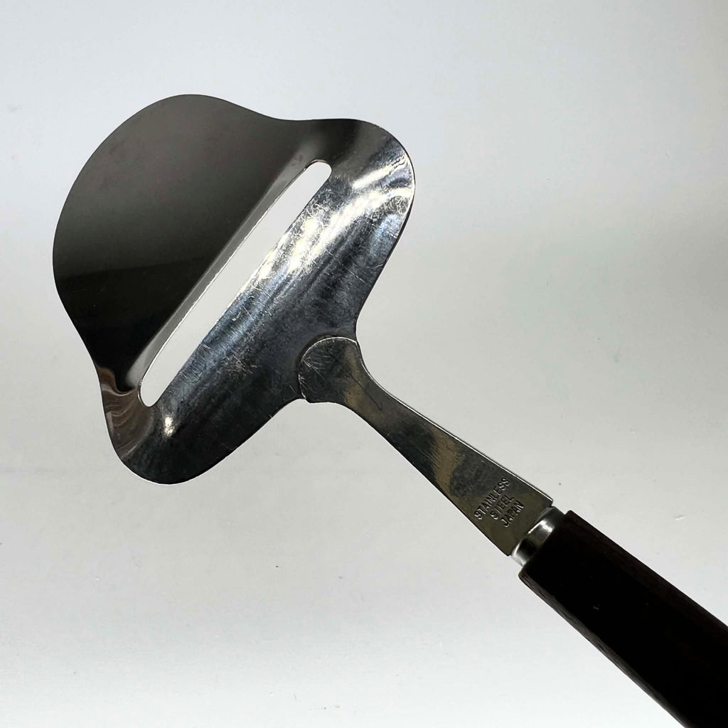 Vintage Japanese Cheese Plane | Dark Wood Handle with Stainless Steel Cheese Slicer | Mid-Century Style